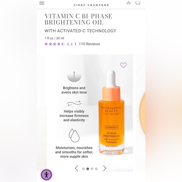 NEW Cindy Crawford Meaningful Beauty Vit C FULL SZ Brightening Oil -30ml/1 fl oz - Picture 2 of 5